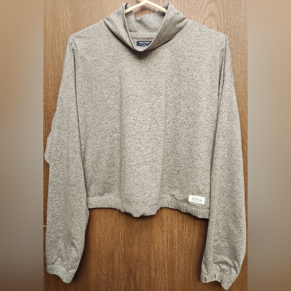 Peloton Dream Blend Heather Tan Funnel Neck Sweater